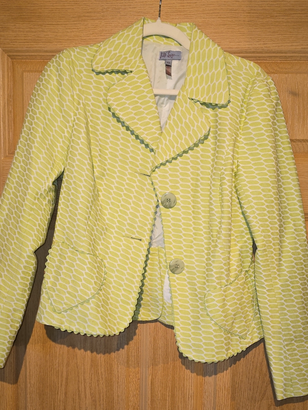 Rafaella Lime-Patterned Notch Collar Blazer